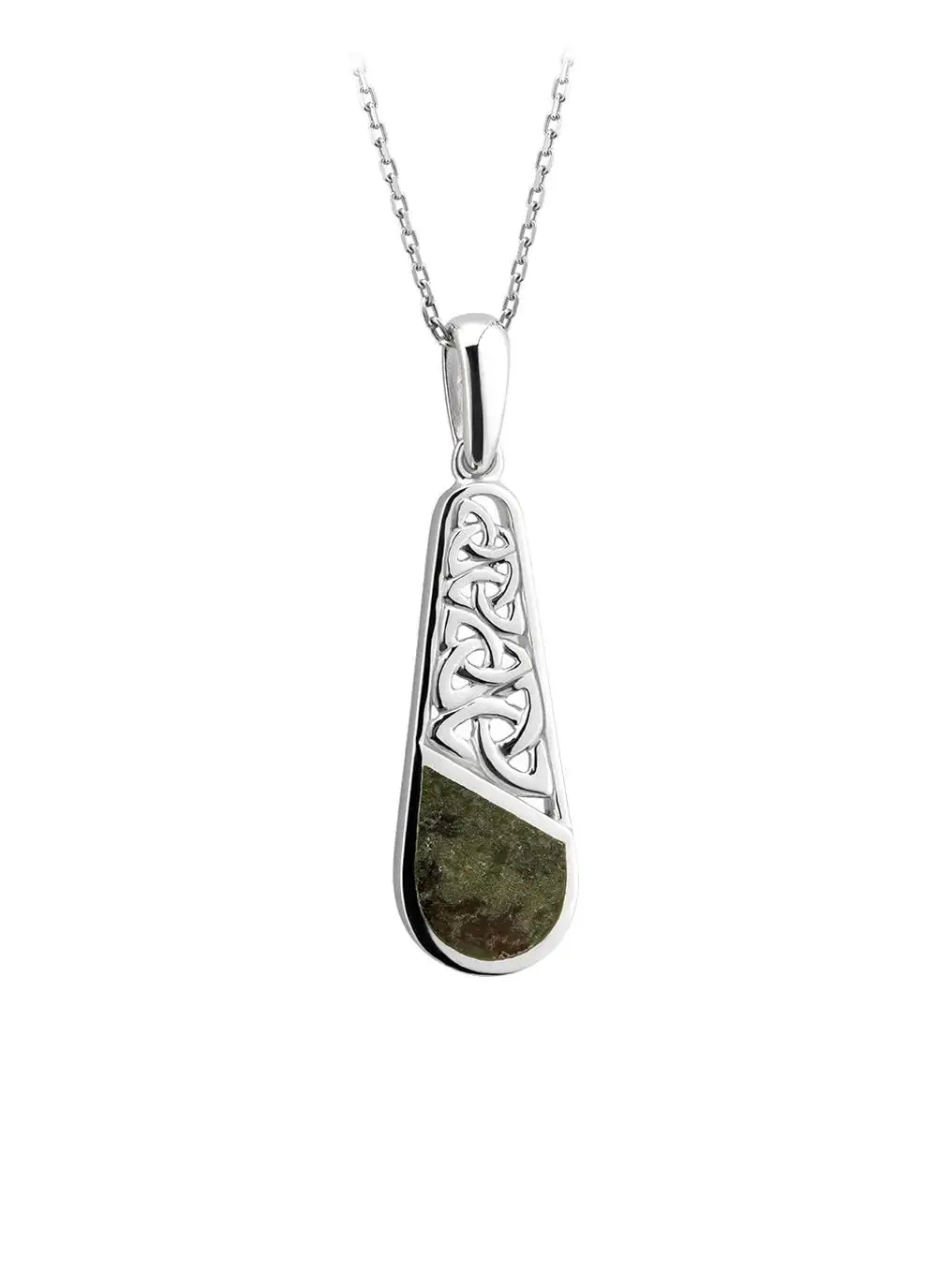 Sterling Silver Connemara Marble Trinity Knot Pendant